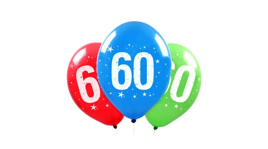 Zahl 60 ⌀33cm Bunt assortiert