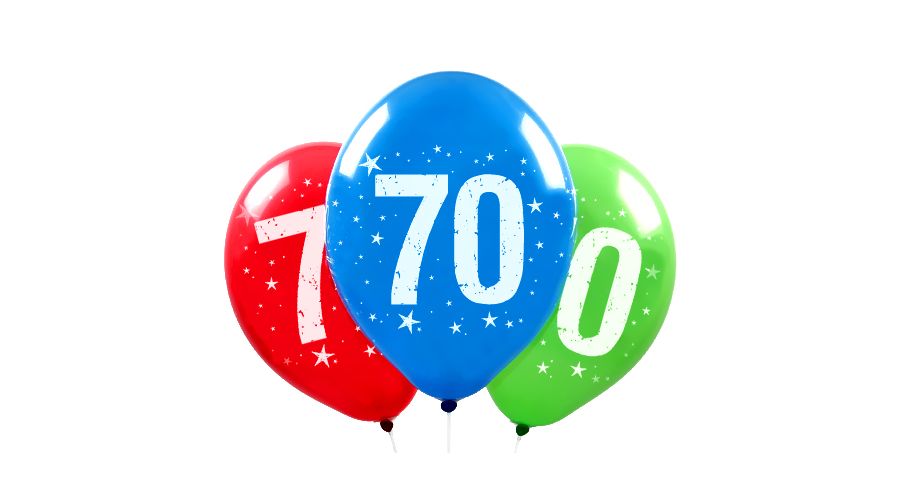 Zahl 70 ⌀33cm Bunt assortiert