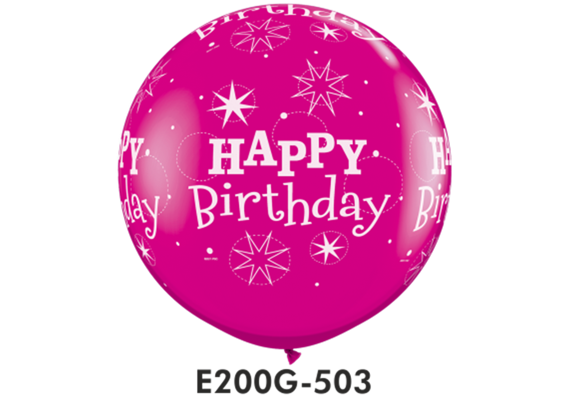 Riesen-Rundballons HAPPY BIRTHDAY pink Ø 90 cm