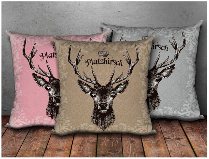 Platzhirsch Kissen 25 x 25 cm, metallic-braun (Arve)