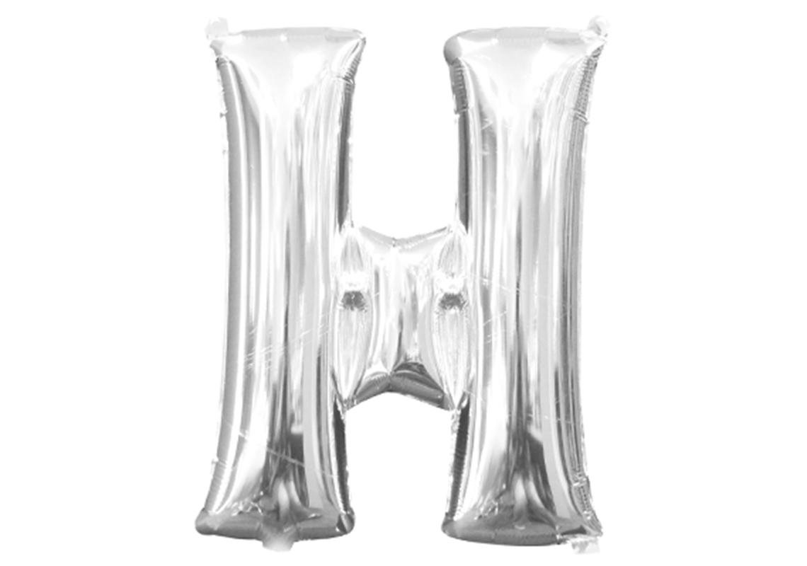 Mini-Buchstabenfolienballon - H - in SILBER 35 cm