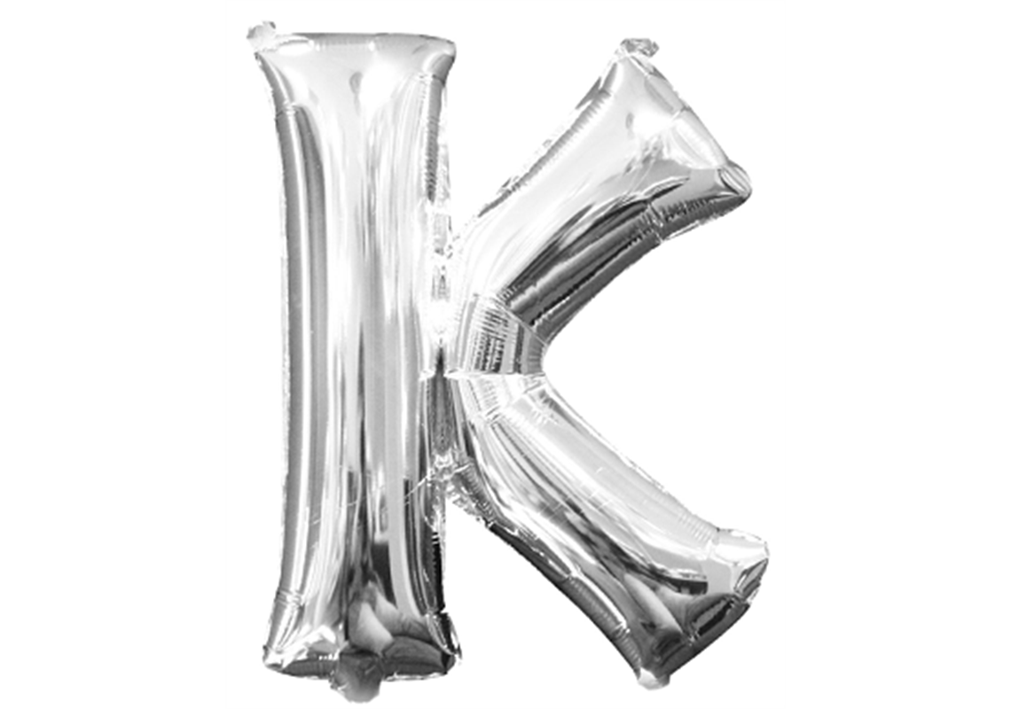 Mini-Buchstabenfolienballon - K - in SILBER 35 cm
