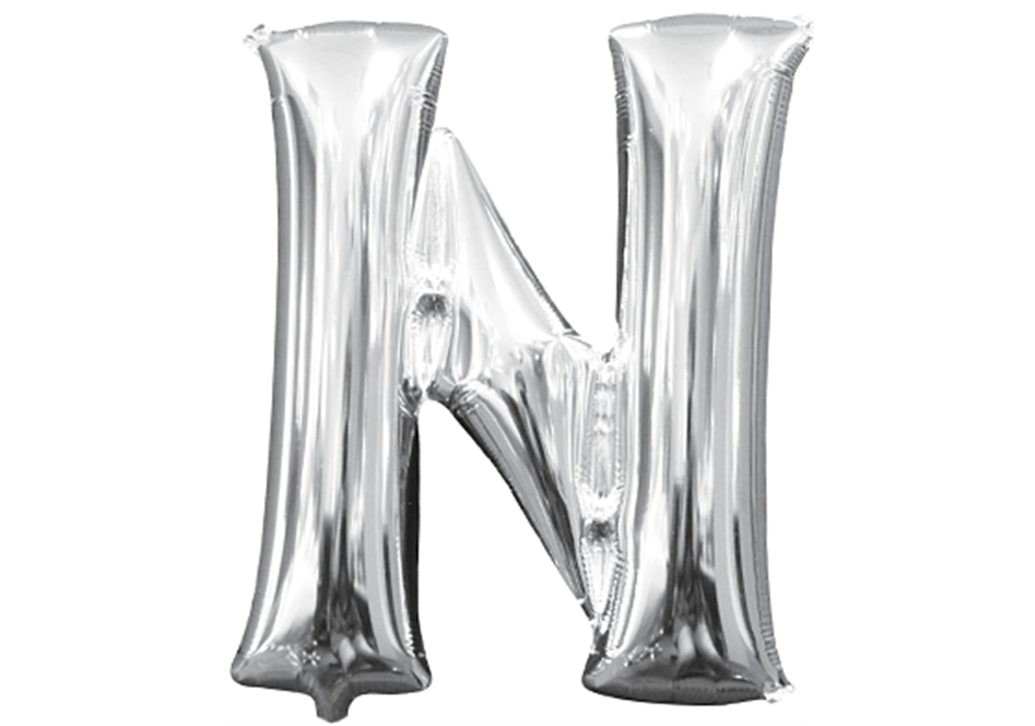 Mini-Buchstabenfolienballon - N - in SILBER 35 cm
