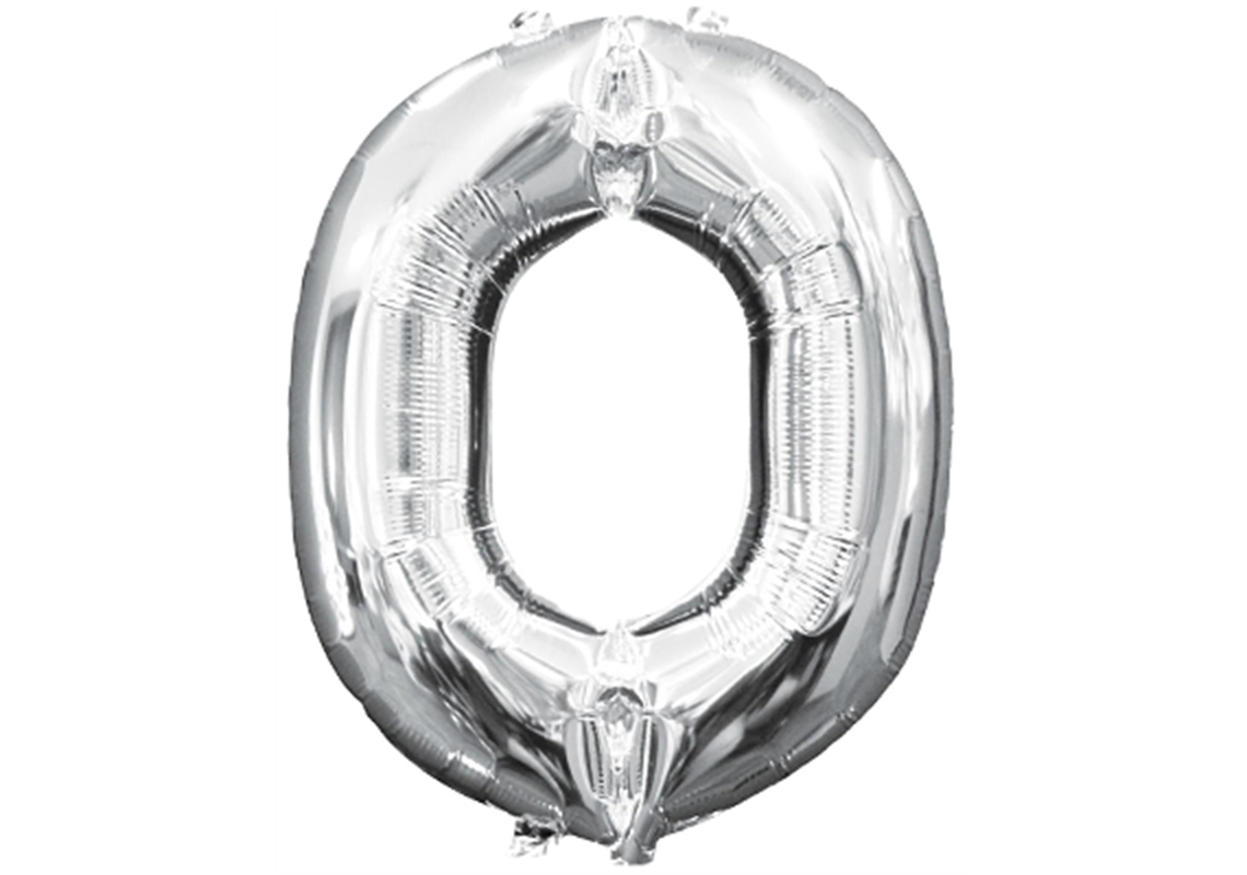 Mini-Buchstabenfolienballon - O - in SILBER 35 cm