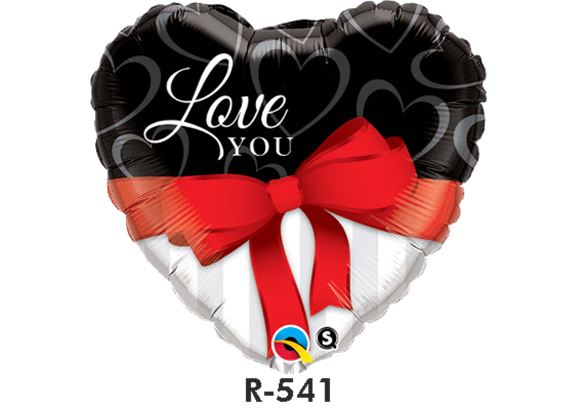 Liebe Riesenfolienballon Love You Herz Schwarz & Weiss & Rot Ø 91 cm