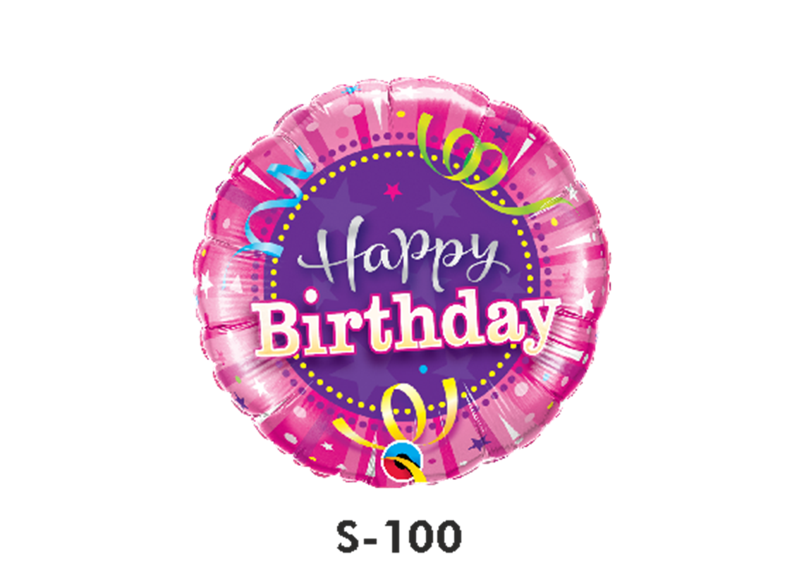 Folienballon Geburtstag / Happy Birthday Luftschlangen Pink & Lila Ø 38 cm