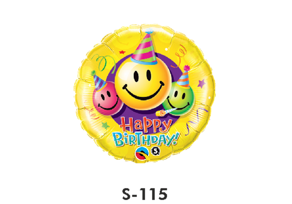 Folienballon Geburtstag / Happy Birthday Smilies ⌀ 38 cm