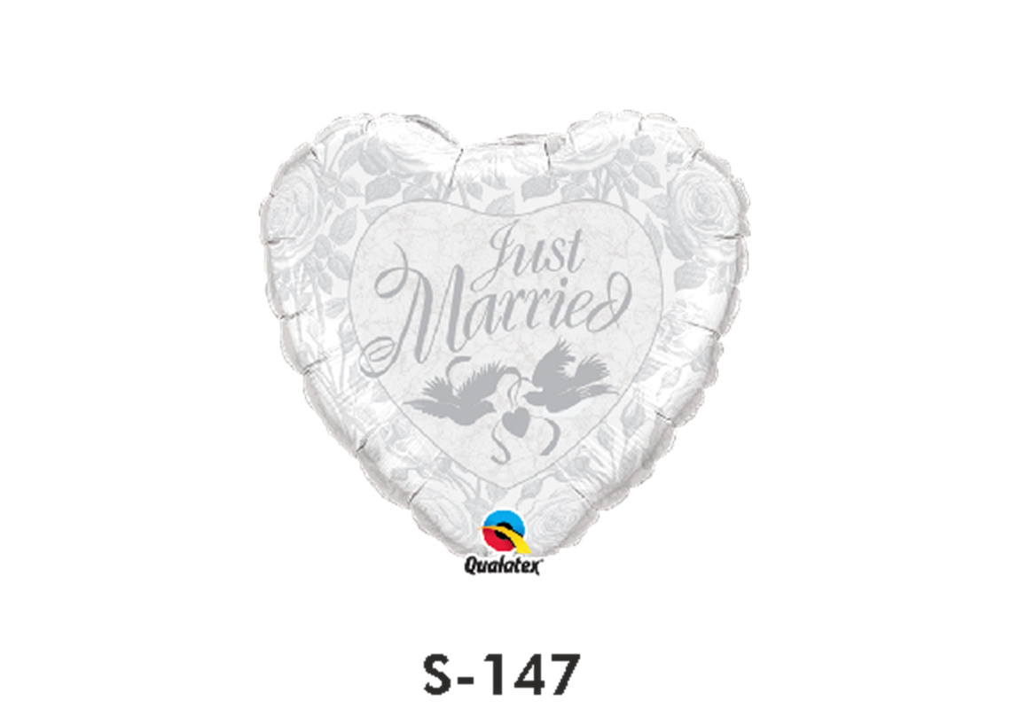 Folienballon Hochzeit / Just Married Weiss Ø 38 cm