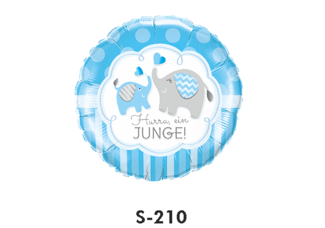 Geburt Folienballon Hurra ein Junge! Hellblau Ø 38 cm