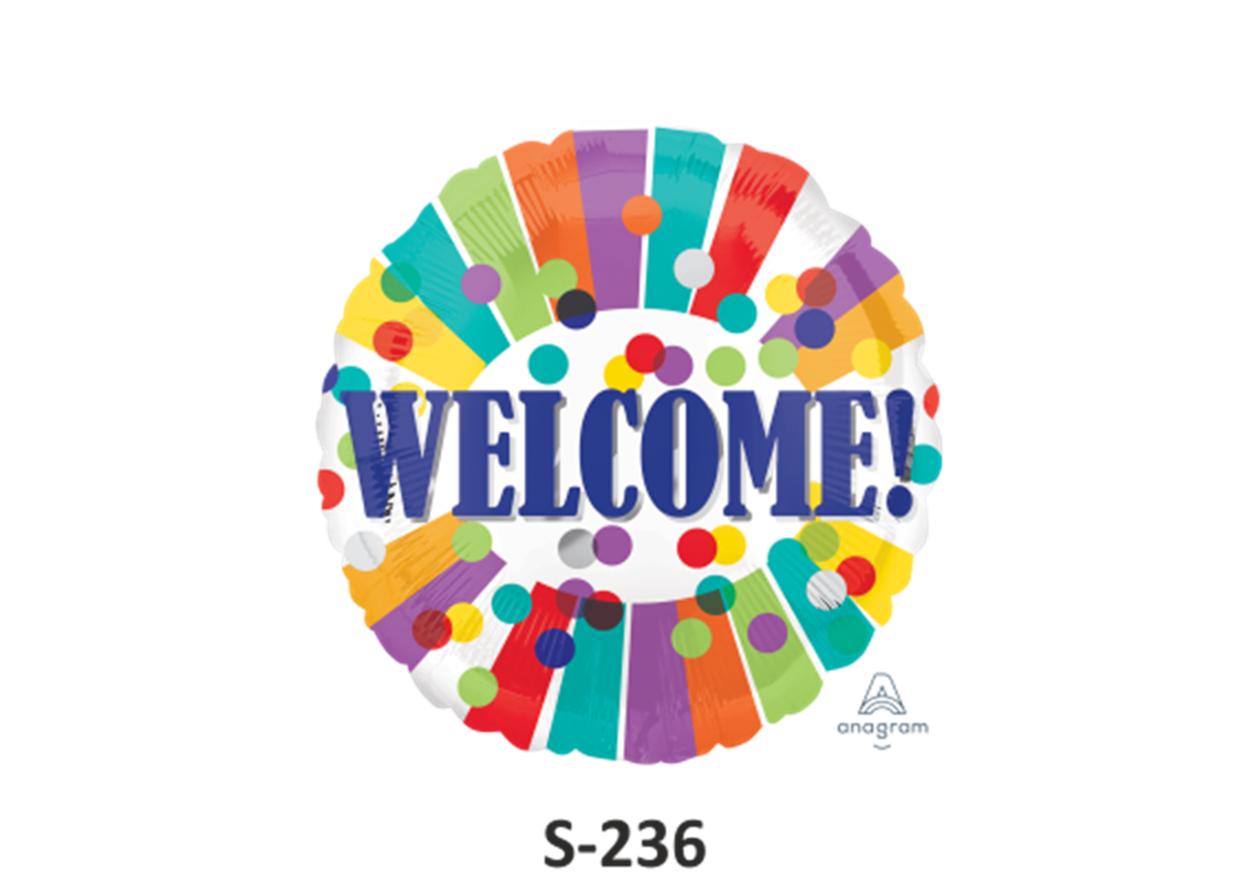 Folienballons ⌀ 38 cm WELCOME Konfetti weiss bunte