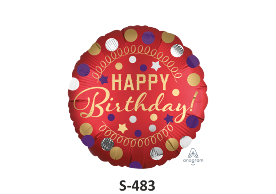Folienballon Geburtstag / Happy Birthday Ballons Bunt ⌀ 38 cm