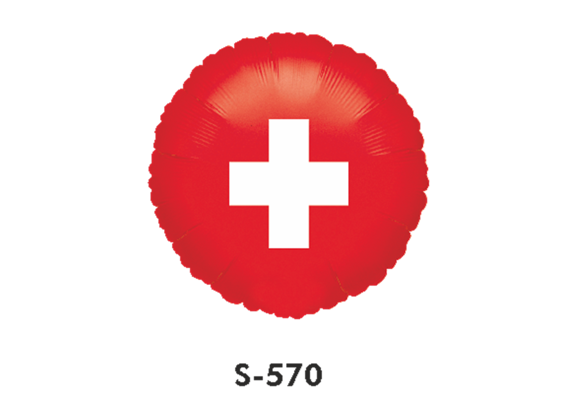 Folienballons Schweizerkreuz ⌀ 38 cm