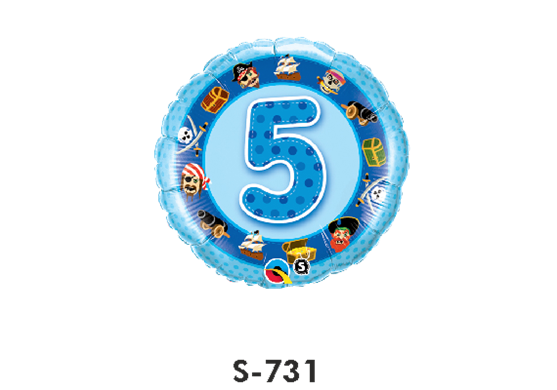 Folienballon Geburtstag / Happy Birthday Zahl - 5 - Blau Ø 38 cm