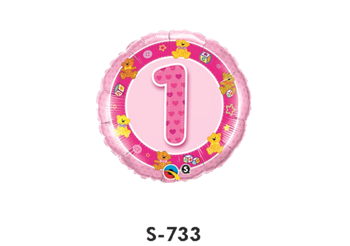 Folienballon Geburtstag / Happy Birthday Zahl - 1 - Rosa Ø 38 cm