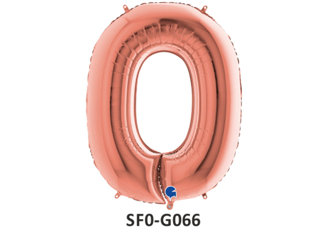 Zahlenfolienballon - Zahl 0 (null) - in ROSAGOLD 80 cm