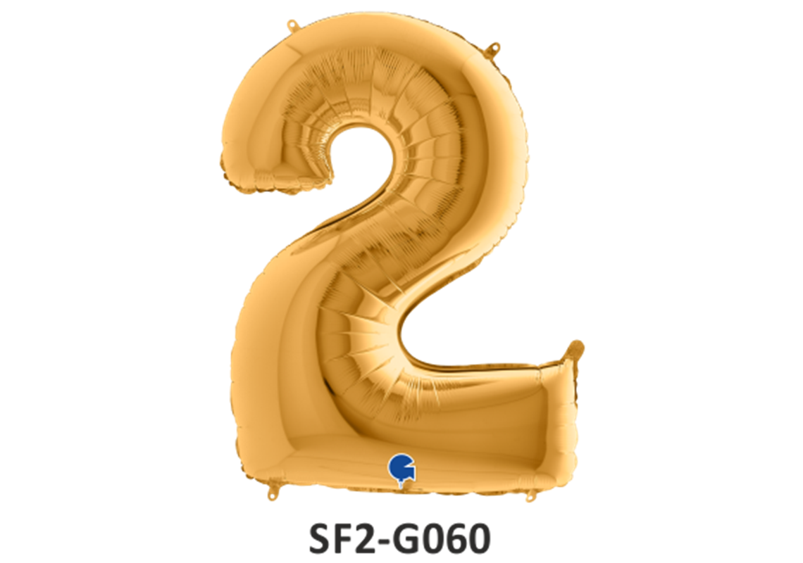 Zahlenfolienballon - Zahl 2 (zwei) - in GOLD 80 cm