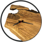 Runde Wanduhr aus Olivenholz, 50 cm, schwarzer Rahmen, keine Ziffern
