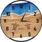 Runde Wanduhr aus Eschenholz, 50 cm, schwarzer Rahmen, arabische Ziffern, blaues Epoxidharz