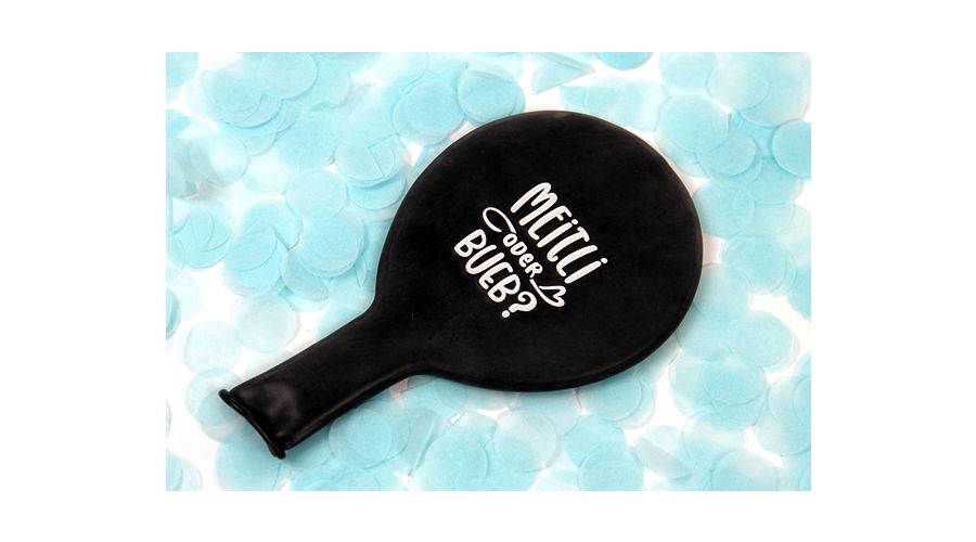 Gender Reveal Ballon Bueb Ø 55 cm mit Konfetti blau   (einzel verpackt / ungefüllt)