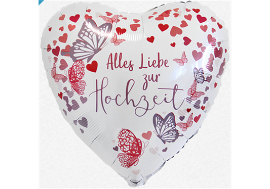 Folienballon Hochzeit / Herz / Alles Liebe zur Hochzeit Ø 38cm