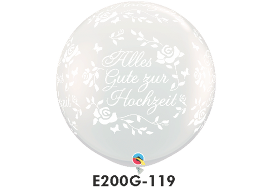 Riesen-Rundballons ALLES GUTE ZUR HOCHZEIT Ø 90 cm  transparent