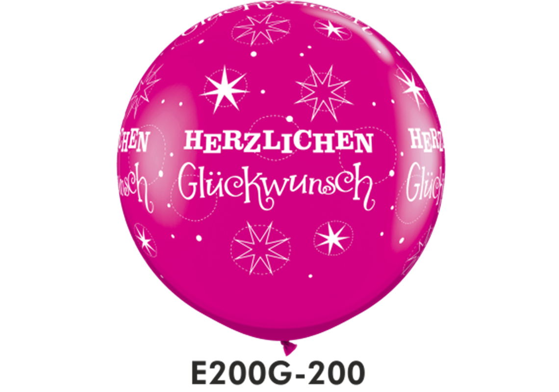 Riesen-Rundballons HERZLICHEN GLÜCKWUNSCH pink Ø 90 cm