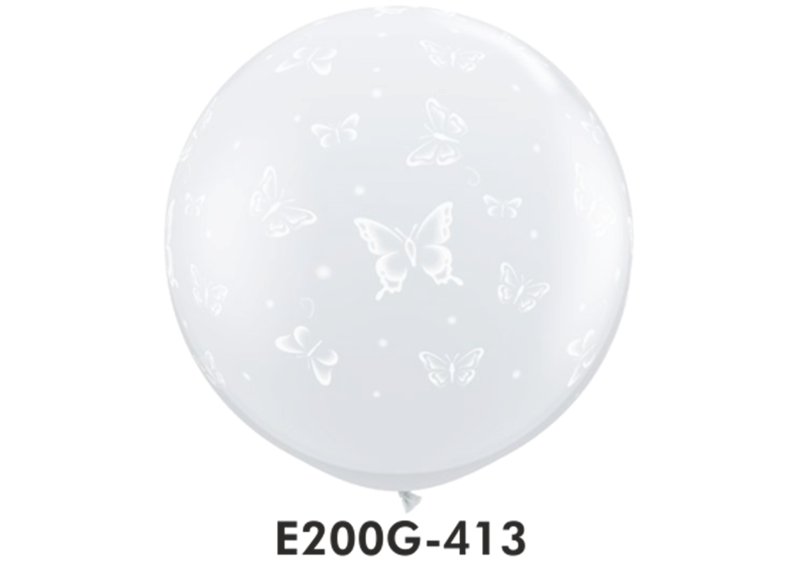 Riesen-Rundballons SCHMETTERLINGE transparent Ø 90 cm