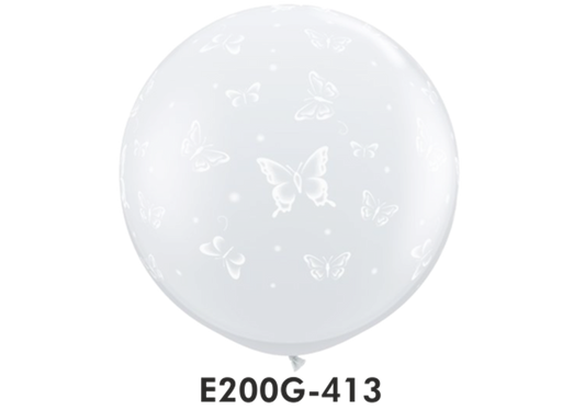 Riesen-Rundballons SCHMETTERLINGE transparent Ø 90 cm