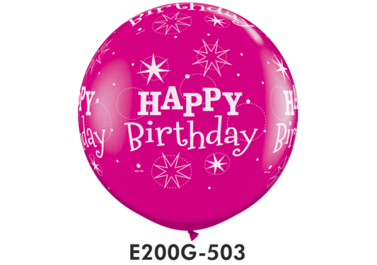 Riesen-Rundballons HAPPY BIRTHDAY pink Ø 90 cm