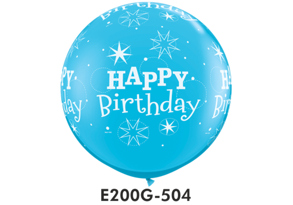 Riesen-Rundballons HAPPY BIRTHDAY blau Ø 90 cm