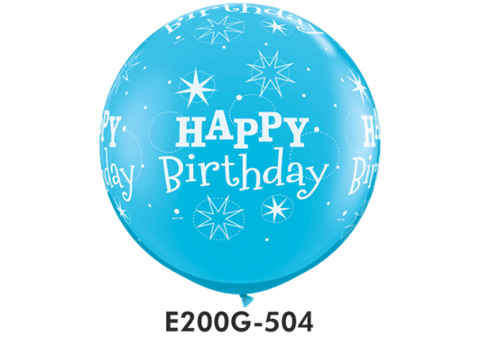 Riesen-Rundballons HAPPY BIRTHDAY blau Ø 90 cm
