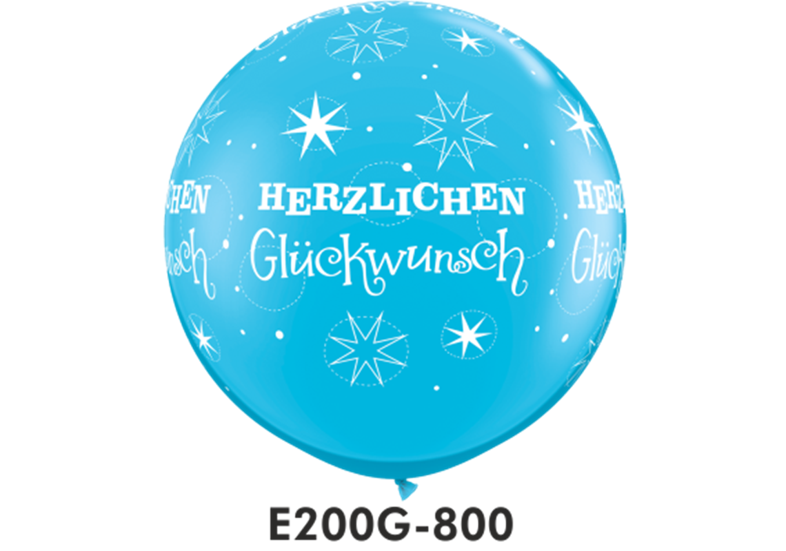 Riesen-Rundballons HERZLICHEN GLÜCKWUNSCH blau Ø 90 cm