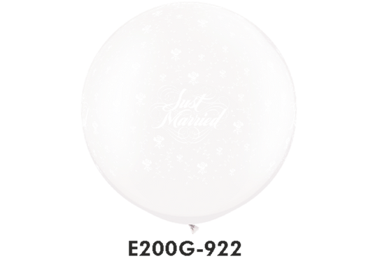 Riesen-Rundballons JUST MARRIED weiss Ø 90 cm