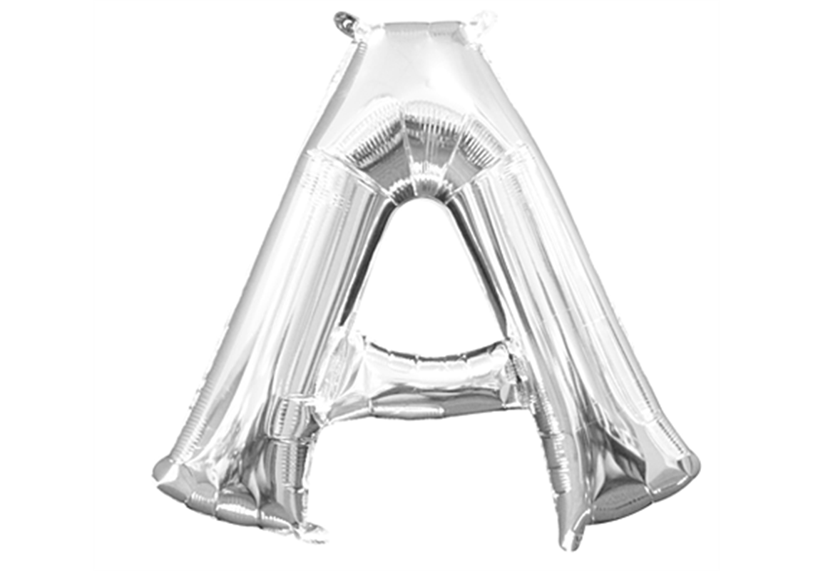 Mini-Buchstabenfolienballon - A - in SILBER 35 cm