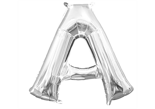 Mini-Buchstabenfolienballon - A - in SILBER 35 cm