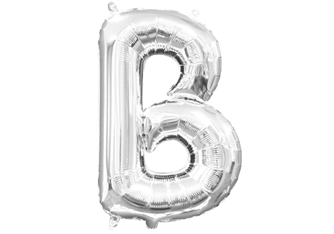 Mini-Buchstabenfolienballon - B - in SILBER 35 cm