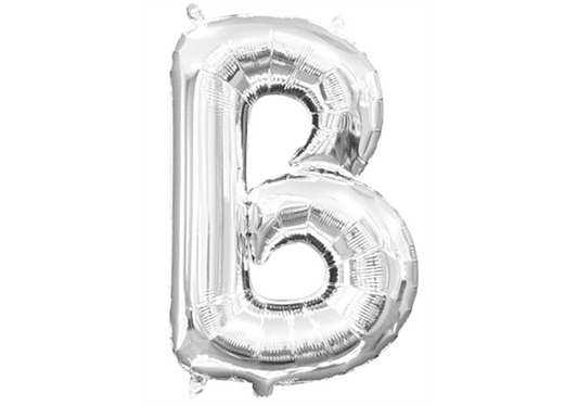 Mini-Buchstabenfolienballon - B - in SILBER 35 cm
