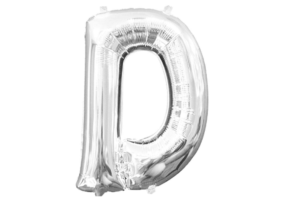 Mini-Buchstabenfolienballon - D - in SILBER 35 cm