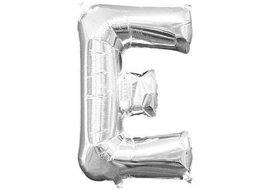 Mini-Buchstabenfolienballon - E - in SILBER 35 cm
