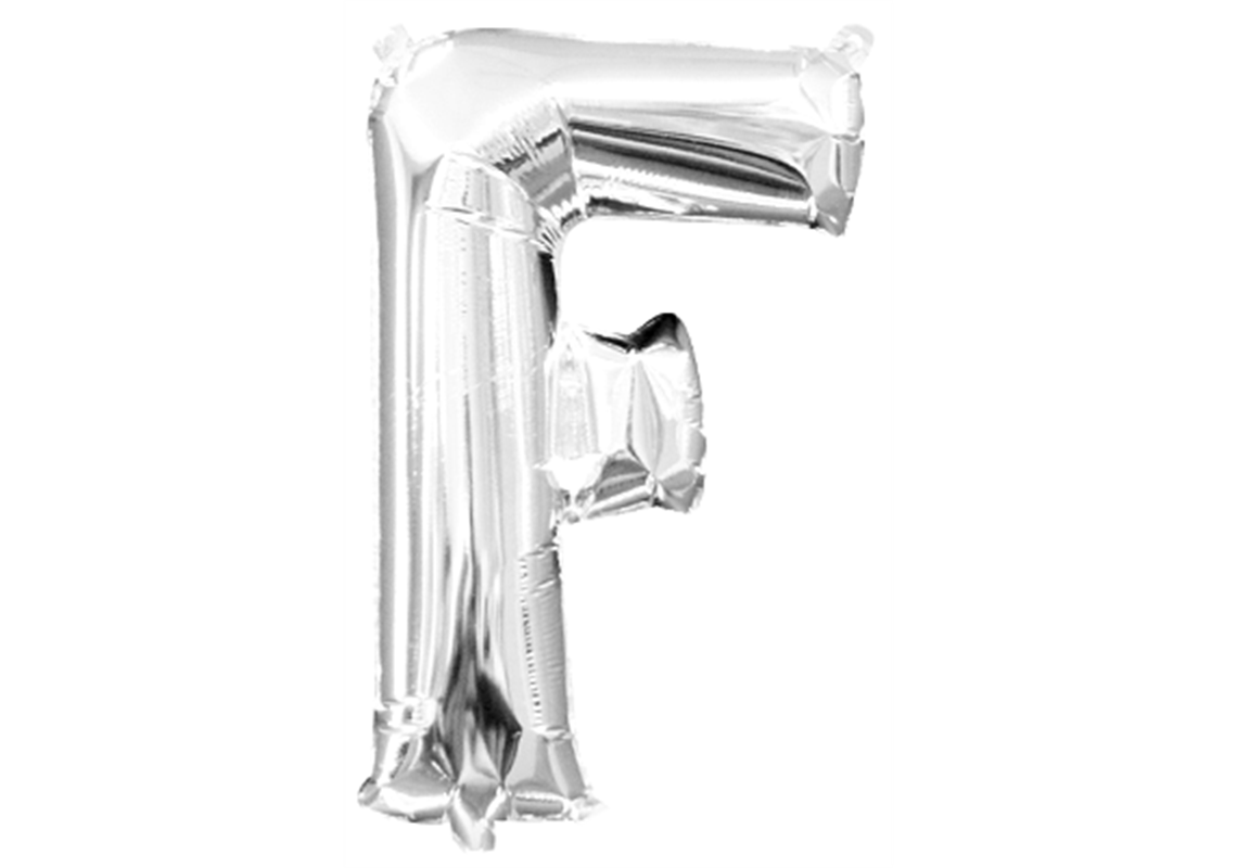 Mini-Buchstabenfolienballon - F - in SILBER 35 cm