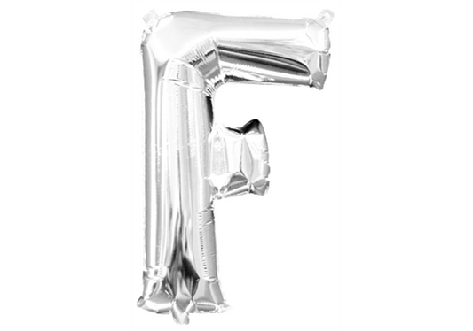 Mini-Buchstabenfolienballon - F - in SILBER 35 cm