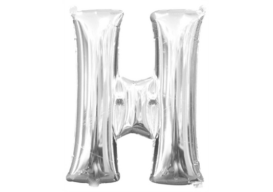Mini-Buchstabenfolienballon - H - in SILBER 35 cm