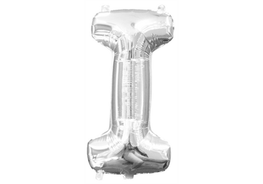 Mini-Buchstabenfolienballon - I - in SILBER 35 cm