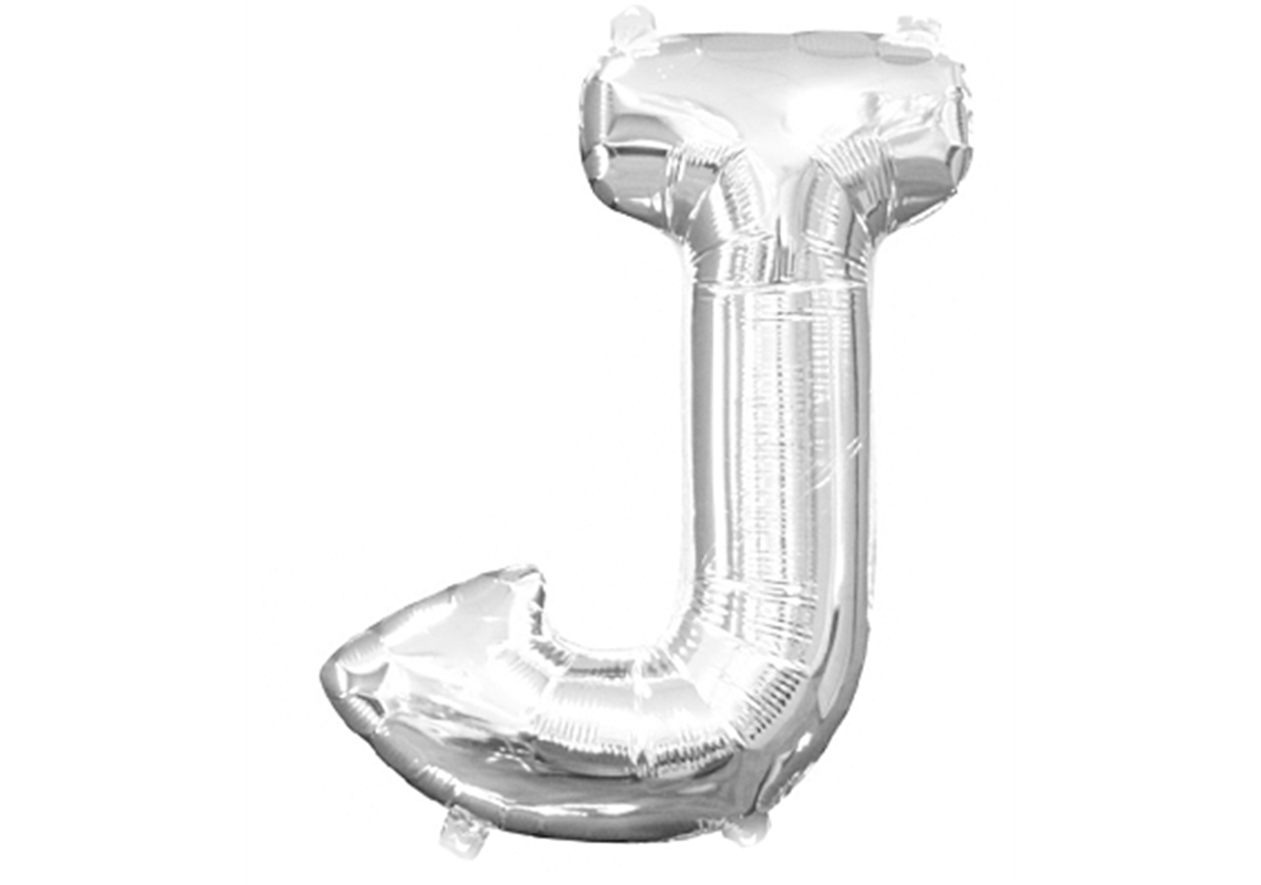 Mini-Buchstabenfolienballon - J - in SILBER 35 cm