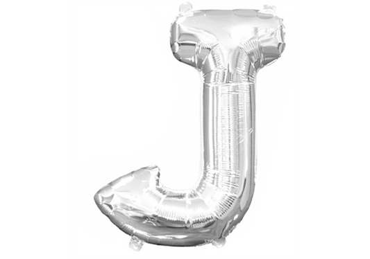 Mini-Buchstabenfolienballon - J - in SILBER 35 cm
