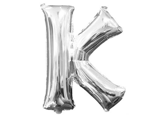 Mini-Buchstabenfolienballon - K - in SILBER 35 cm