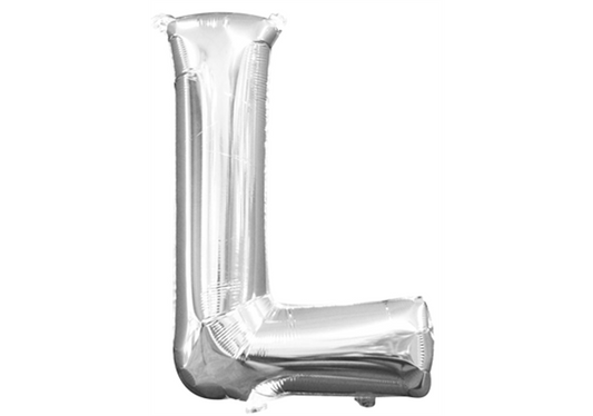 Mini-Buchstabenfolienballon - L - in SILBER 35 cm