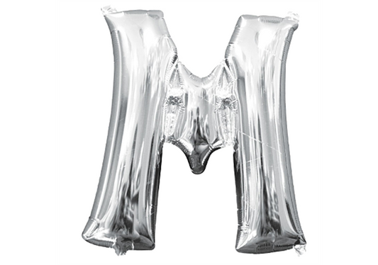 Mini-Buchstabenfolienballon - M - in SILBER 35 cm
