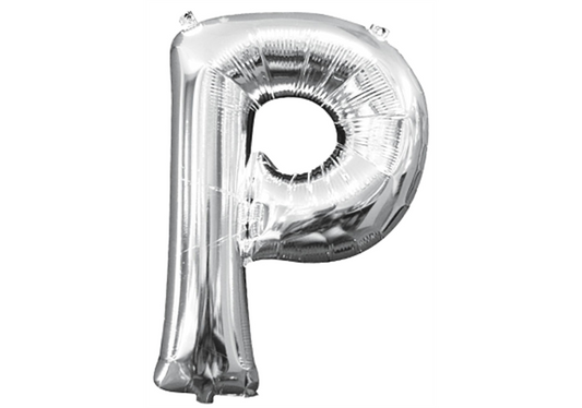Mini-Buchstabenfolienballon - P - in SILBER 35 cm