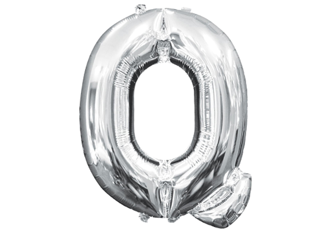 Mini-Buchstabenfolienballon - Q - in SILBER 35 cm
